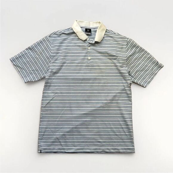 Nike Fit Dry Golf Polo Shirt Mens large Blue Stripe Performance Sport 234073-100 - Picture 1 of 5